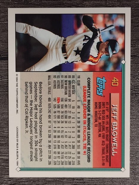 1994 Topps #40 Jeff Bagwell