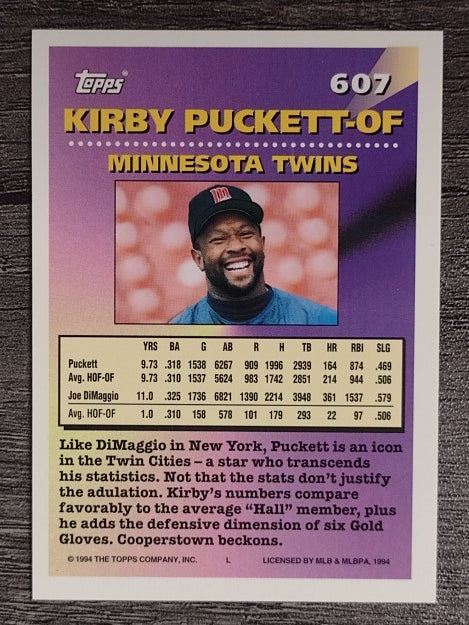1994 Topps #607 Kirby Puckett MOG