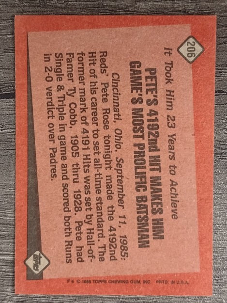 1986 Topps #206 Pete Rose RB