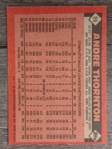 1986 Topps #59 Andre Thornton
