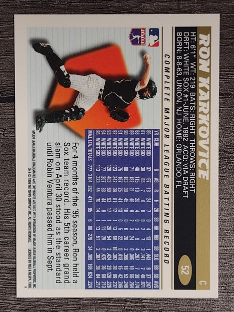 1996 Topps #52 Ron Karkovice
