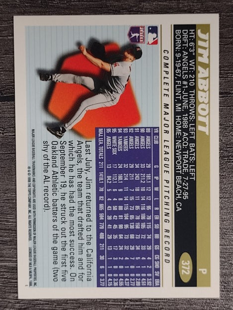1996 Topps #372 Jim Abbott