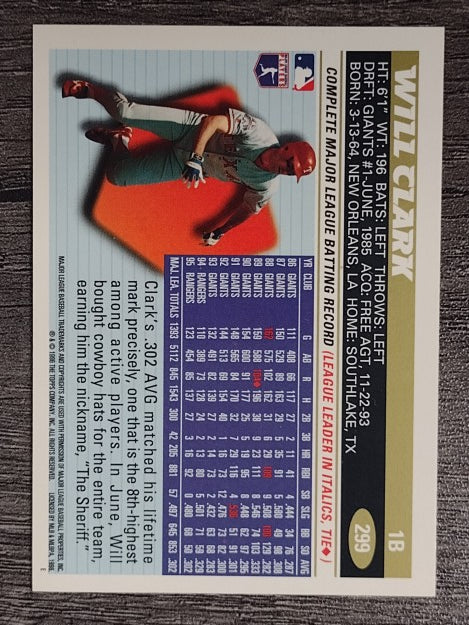 1996 Topps #299 Will Clark