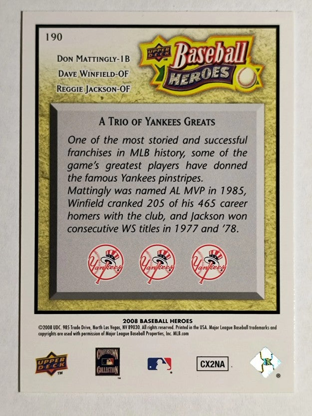 2008 Upper Deck Heroes #190 Don Mattingly/Dave Winfield/Reggie Jackson