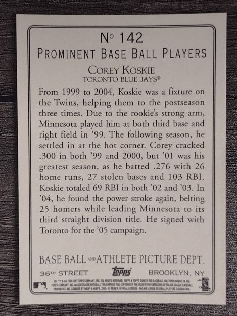 2005 Topps Turkey Red #142 Corey Koskie