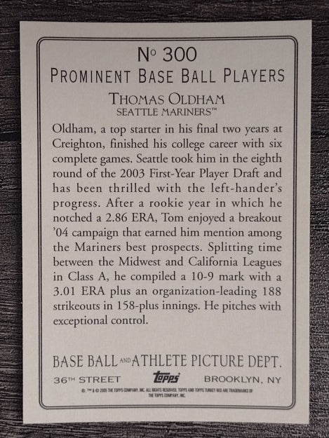2005 Topps Turkey Red #300 Thomas Oldham RC
