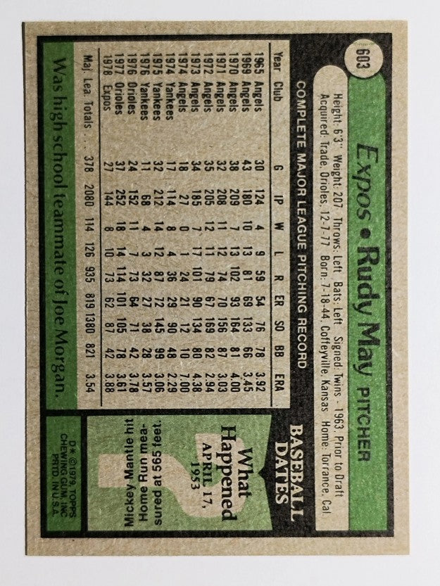1979 Topps #603 Rudy May (NM)