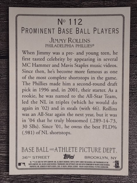 2005 Topps Turkey Red #112 Jimmy Rollins