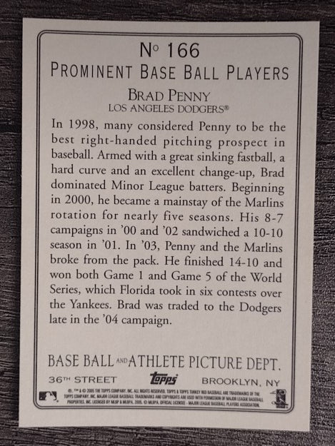 2005 Topps Turkey Red #166 Brad Penny