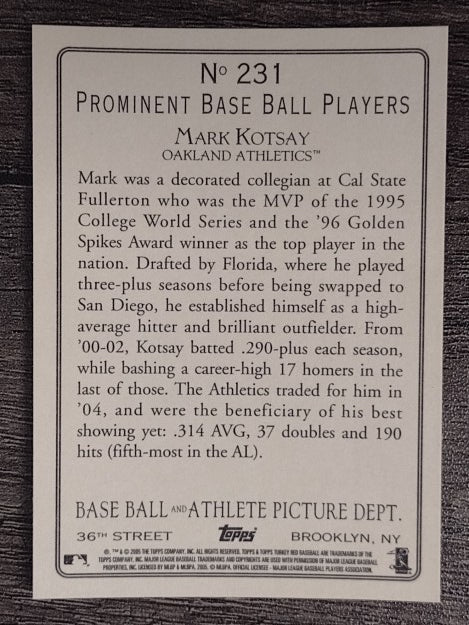2005 Topps Turkey Red #231 Mark Kotsay