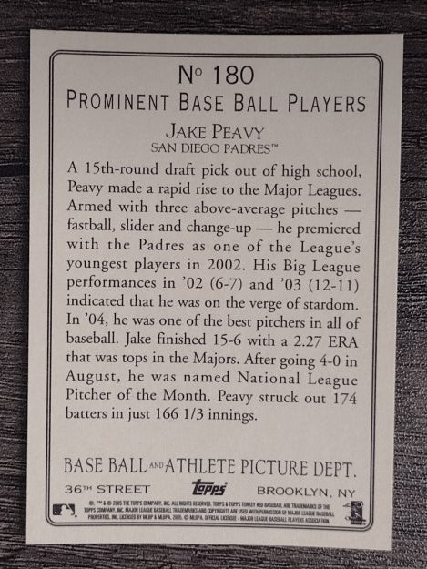 2005 Topps Turkey Red #180 Jake Peavy
