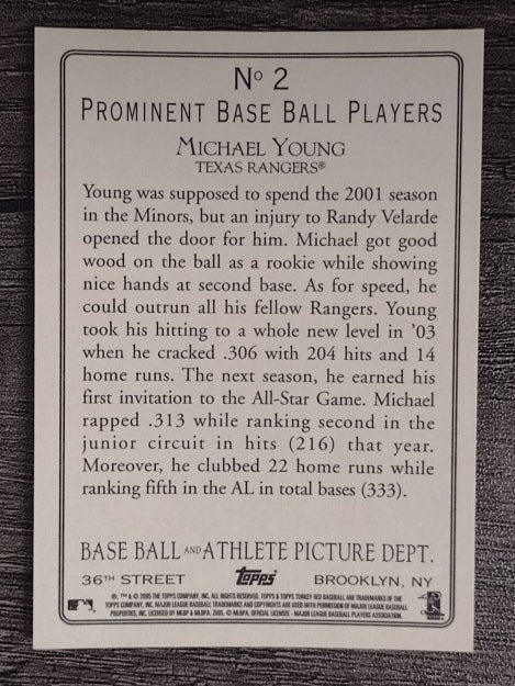 2005 Topps Turkey Red #2 Michael Young