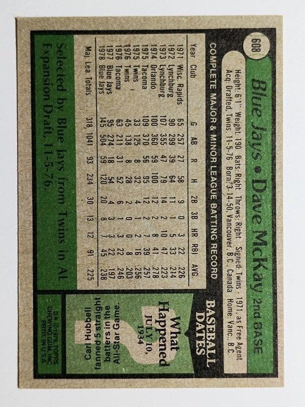 1979 Topps #608 Dave McKay (EXMT)