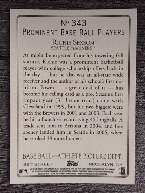 2006 Topps Turkey Red #343A Richie Sexson M's
