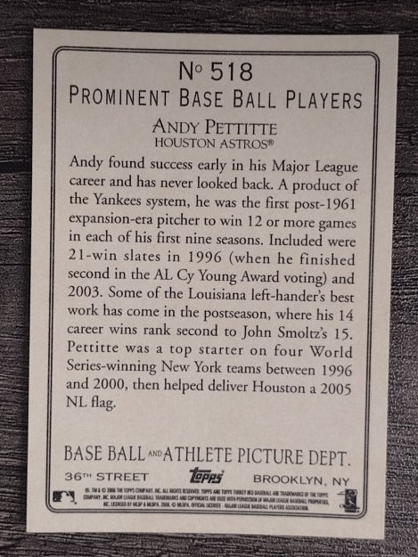 2006 Topps Turkey Red #518 Andy Pettitte