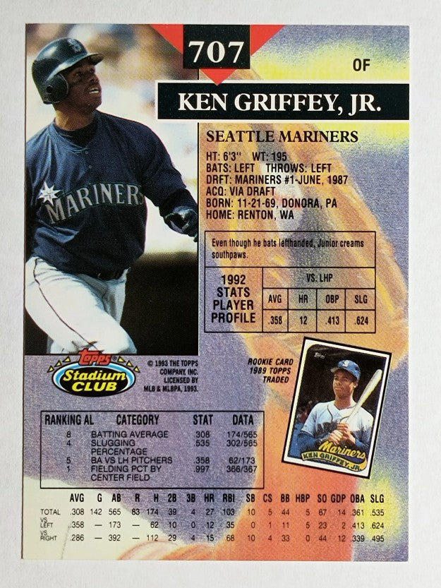 1993 Stadium Club #707 Ken Griffey Jr.