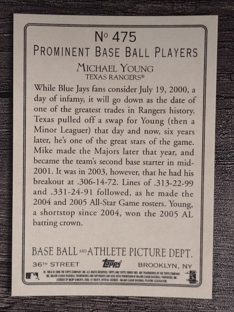 2006 Topps Turkey Red #475 Michael Young