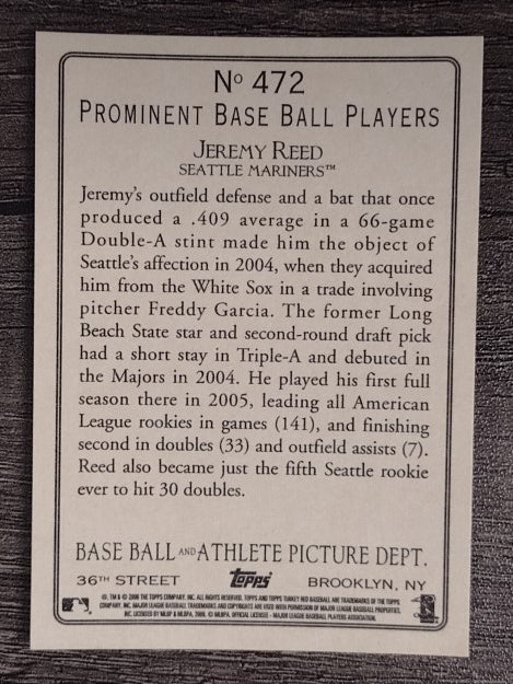 2006 Topps Turkey Red #472 Jeremy Reed