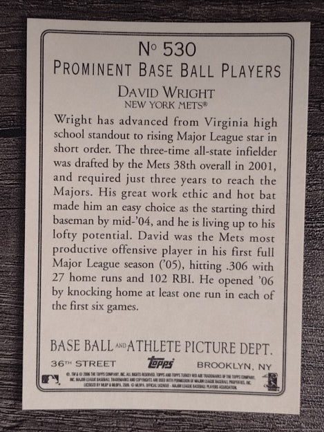2006 Topps Turkey Red #530 David Wright
