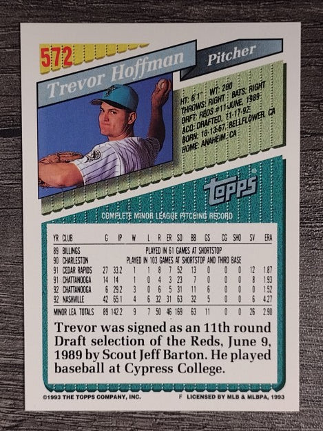 1993 Topps #572 Trevor Hoffman