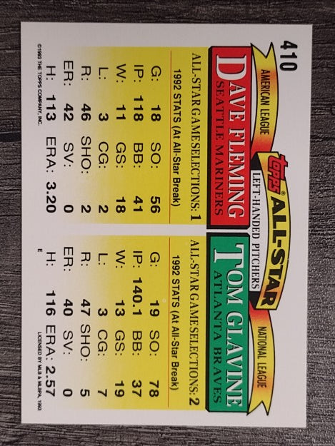 1993 Topps #410 Tom Glavine/Dave Fleming AS