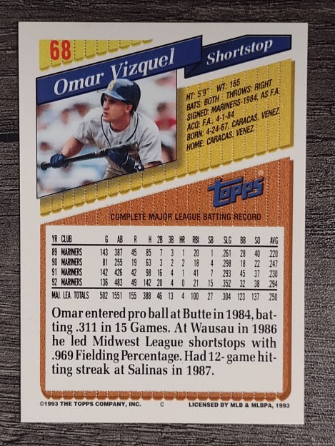 1993 Topps #68 Omar Vizquel