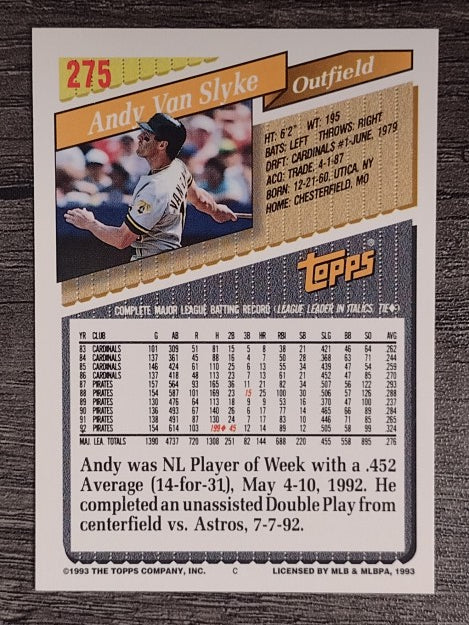 1993 Topps #275 Andy Van Slyke