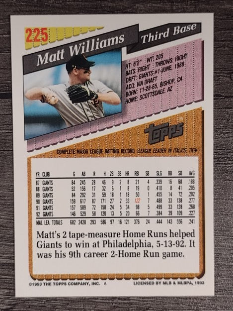 1993 Topps #225 Matt Williams