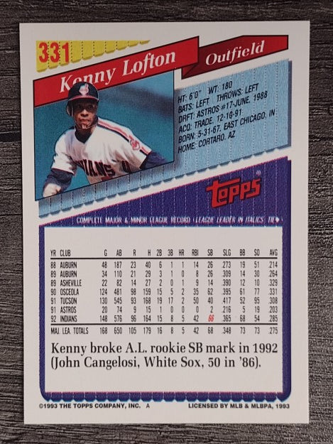 1993 Topps #331 Kenny Lofton