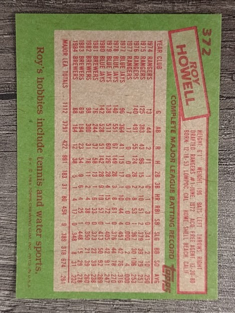 1985 Topps #372 Roy Howell