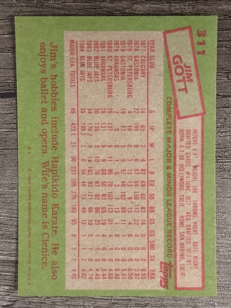 1985 Topps #311 Jim Gott
