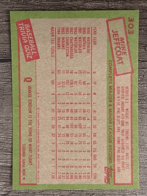 1985 Topps #303 Mike Jeffcoat