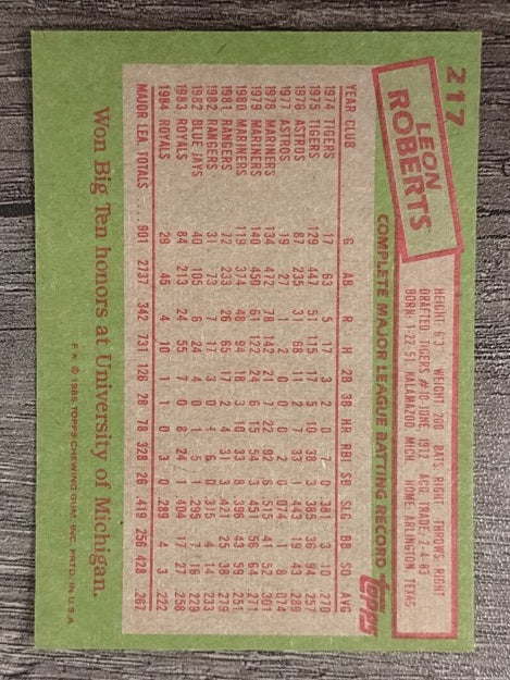 1985 Topps #217 Leon Roberts