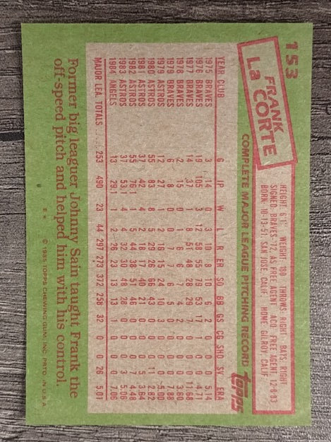 1985 Topps #153 Frank LaCorte