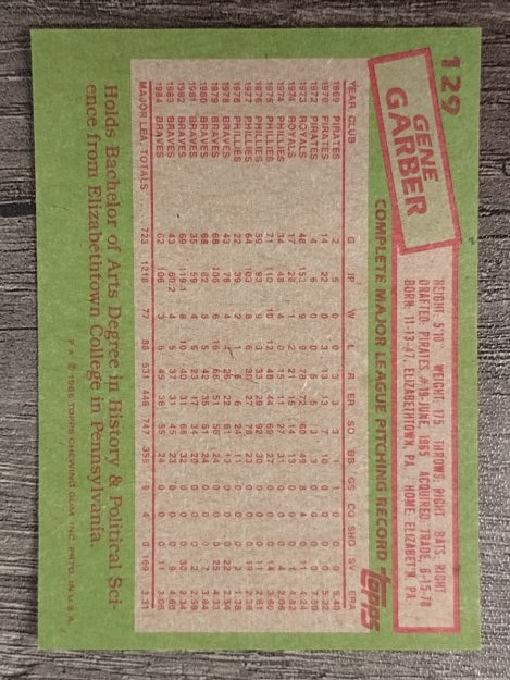 1985 Topps #129 Gene Garber