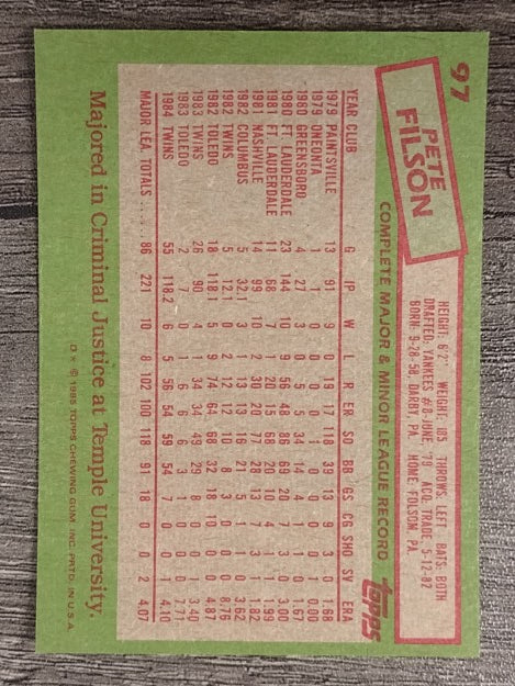 1985 Topps #97 Pete Filson