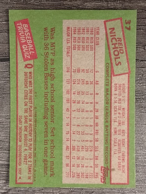 1985 Topps #37 Reid Nichols