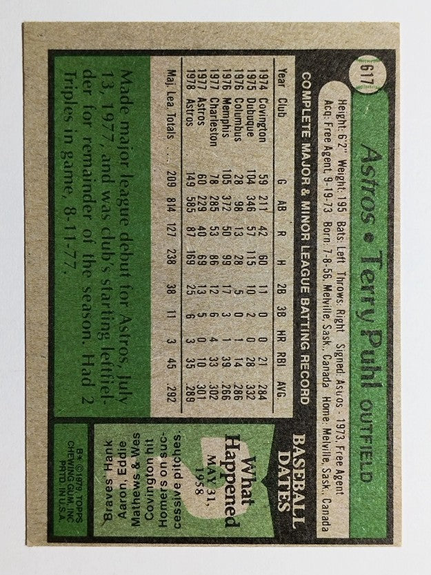 1979 Topps #617 Terry Puhl (VGEX)