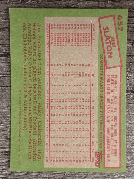 1985 Topps #657 Jim Slaton
