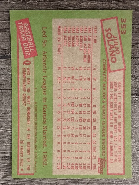 1985 Topps #353 Julio Solano