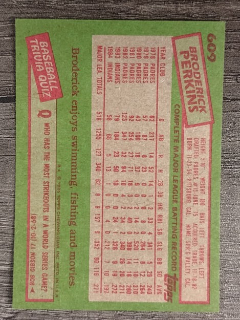 1985 Topps #609 Broderick Perkins