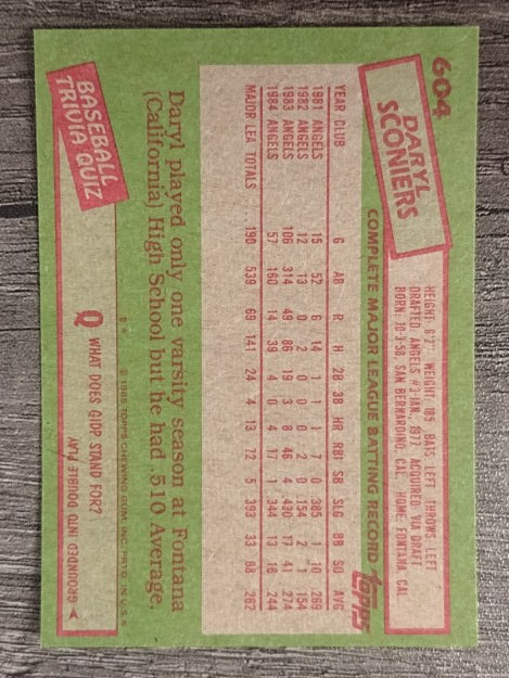 1985 Topps #604 Daryl Sconiers