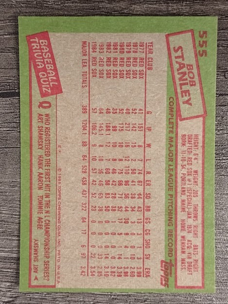 1985 Topps #555 Bob Stanley