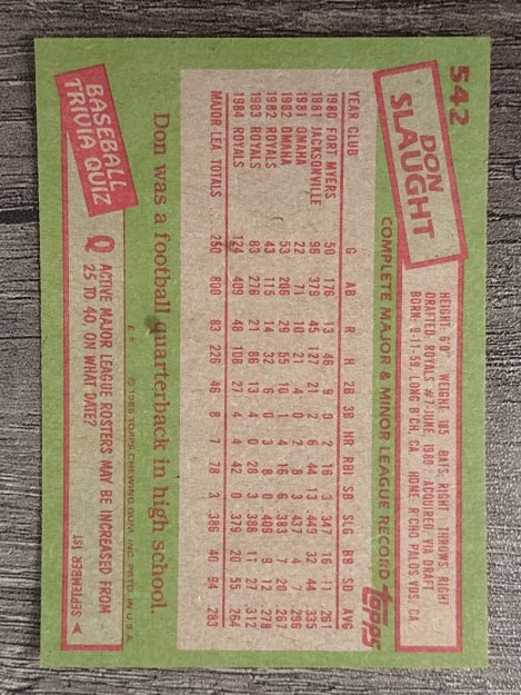 1985 Topps #542 Don Slaught
