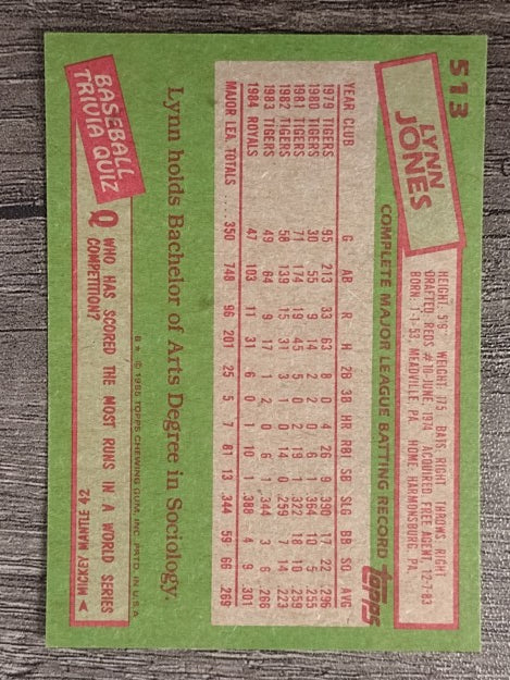 1985 Topps #513 Lynn Jones