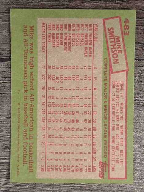 1985 Topps #483 Mike Smithson