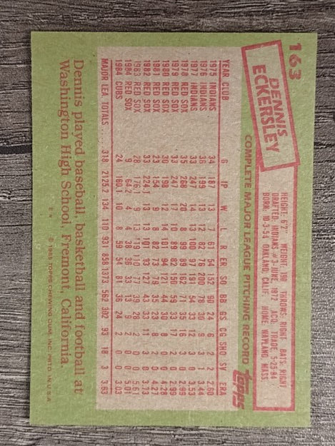 1985 Topps #163 Dennis Eckersley