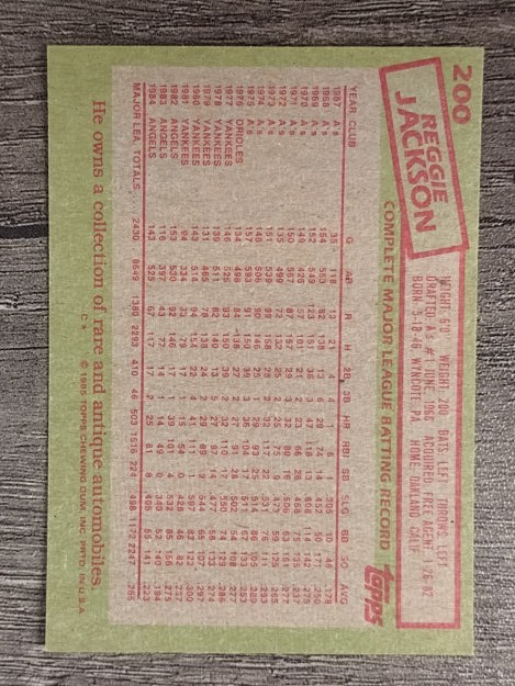 1985 Topps #200 Reggie Jackson