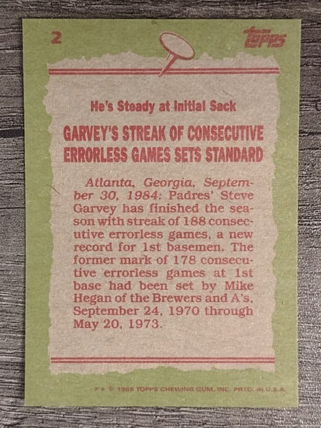 1985 Topps #2 Steve Garvey RB