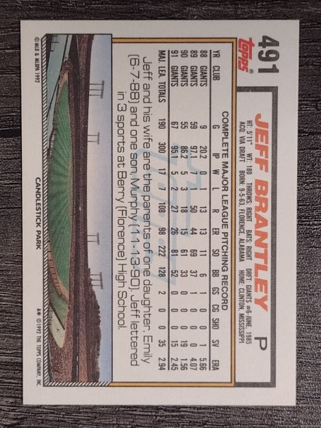 1992 Topps #491 Jeff Brantley